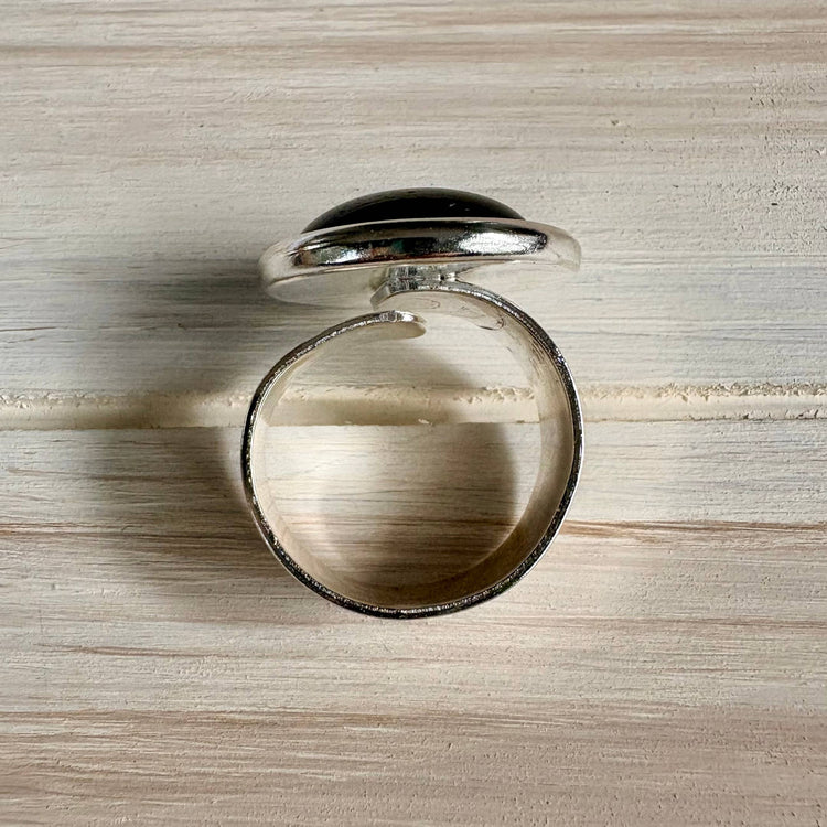Midnight Sun Golden Sheen Obsidian Gemstone Statement Ring