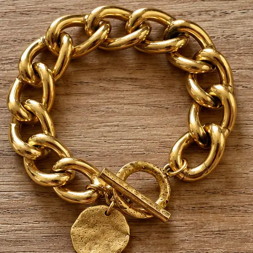 Let’s Dance Gold Aluminum Chain Statement Bracelet