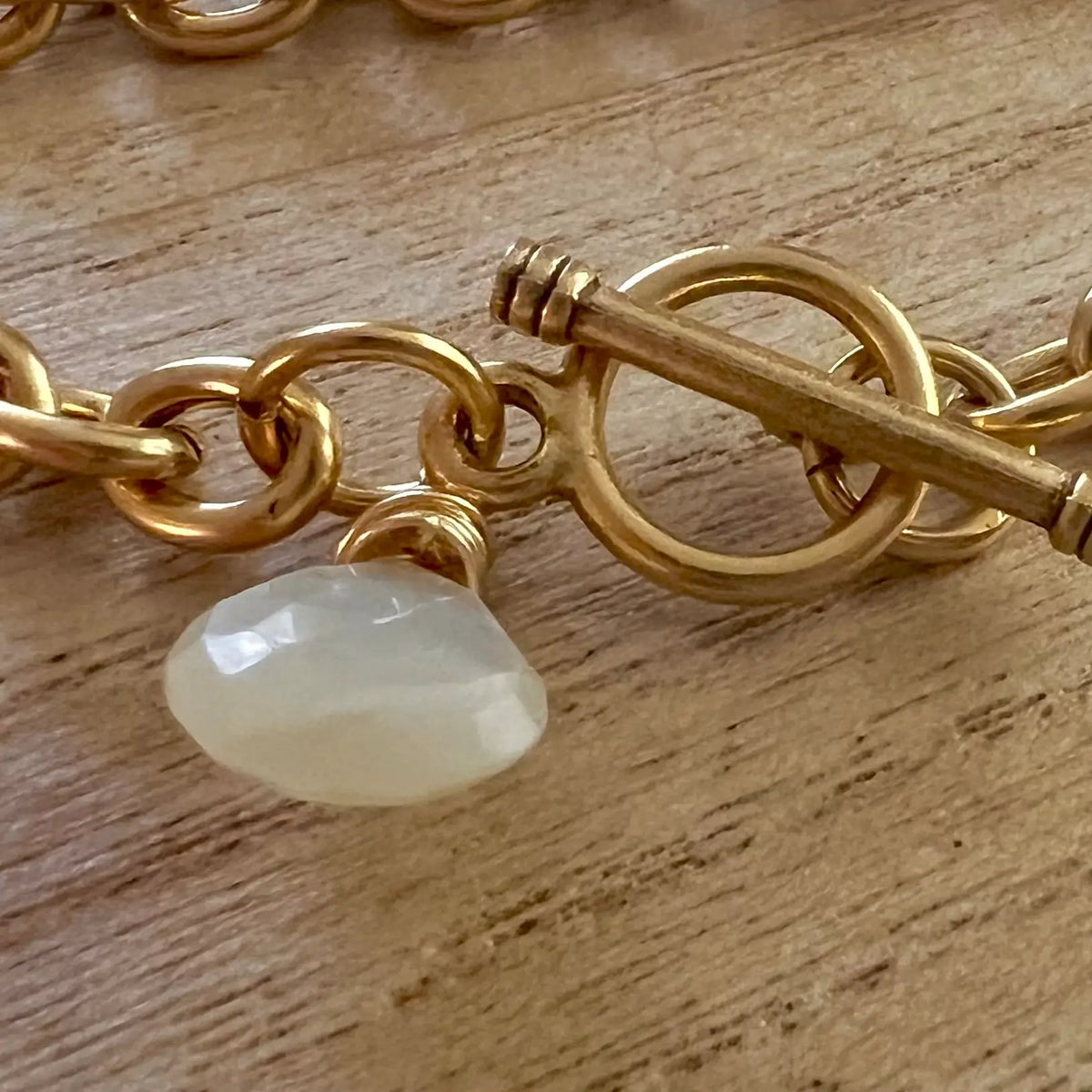Champagne Thursdays Gold Charm & Moonstone Bracelet