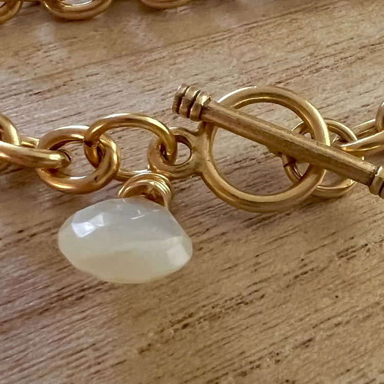 Champagne Thursdays Gold Charm & Moonstone Bracelet