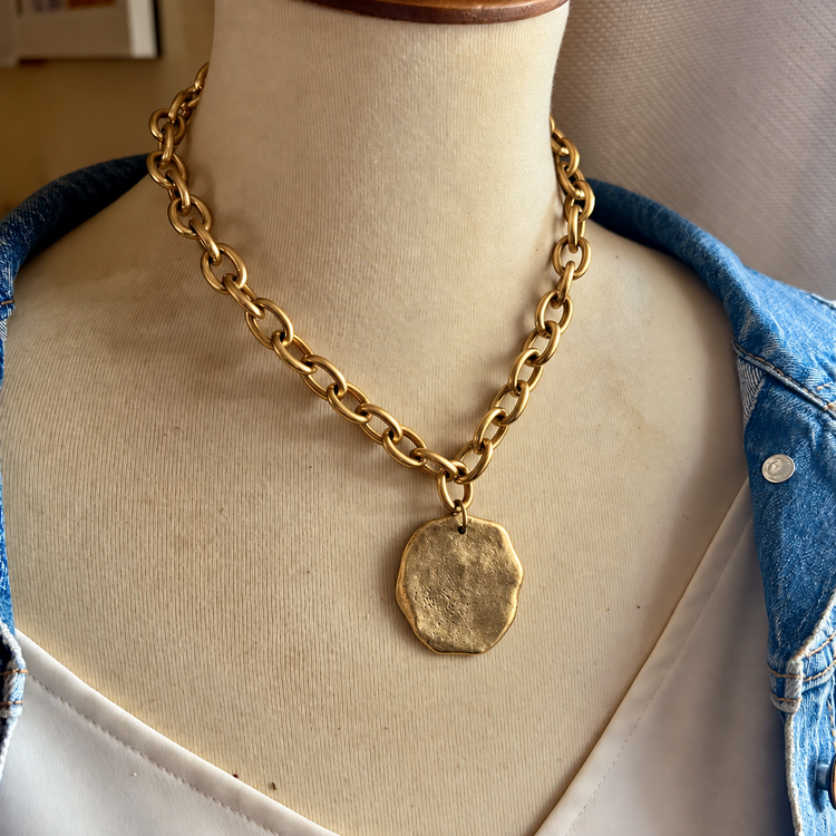Hype Train Gold Medallion & Chain Necklace