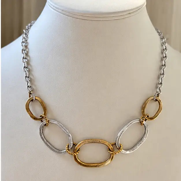 Why Tho Mixed Metal Oval Chain Necklace
