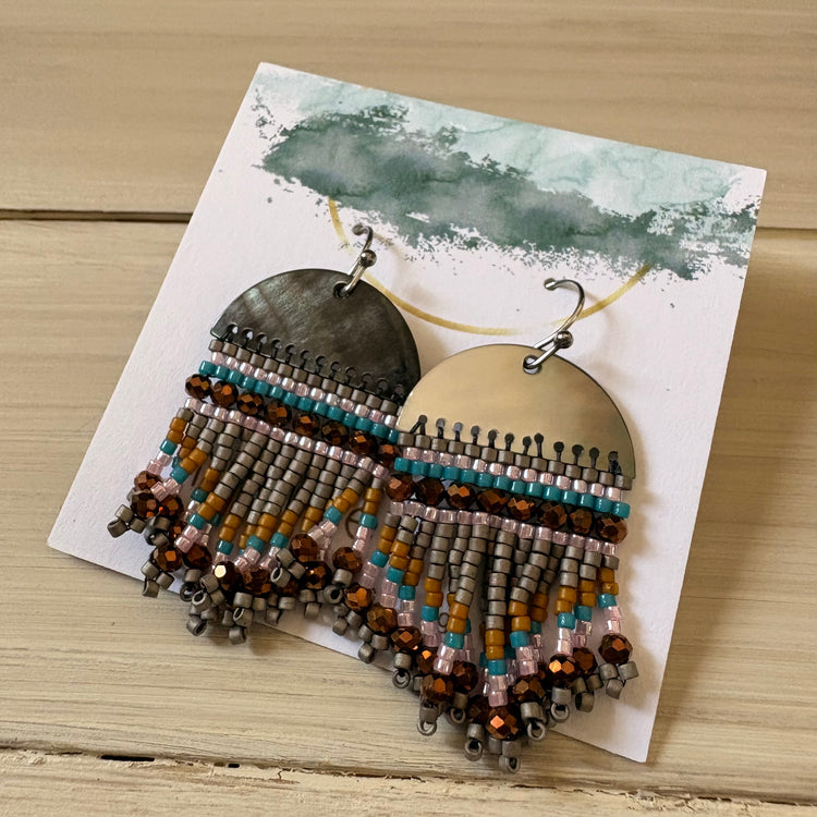 Good Lord Linda shell and seedbead boho statement earrings