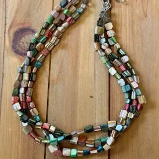 Spindrift Triple Pastel Mother-of-Pearl Nugget Necklace