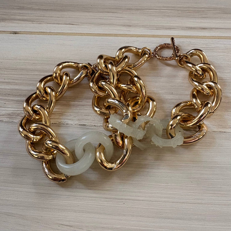 It’s Giving Gold Chain & Vintage Jade Bracelet