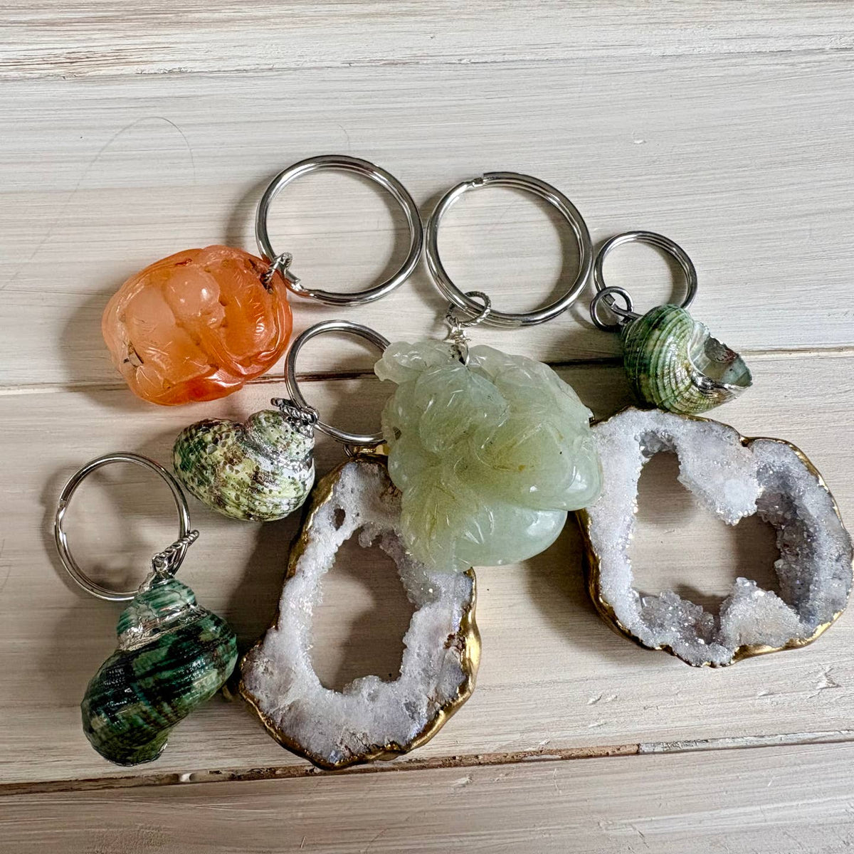 Good Fortune Gemstone & Shell Key Chain Set of 7