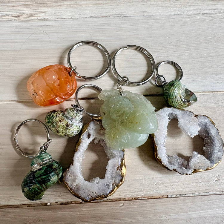 Good Fortune Gemstone & Shell Key Chain Set of 7