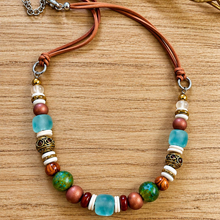 Shore Thing Fair Trade Vegan Leather Summer Beach Necklace