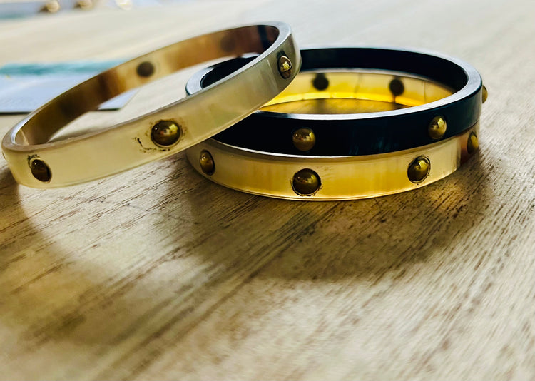 Ride or Die Studded Water Buffalo Horn Bangle