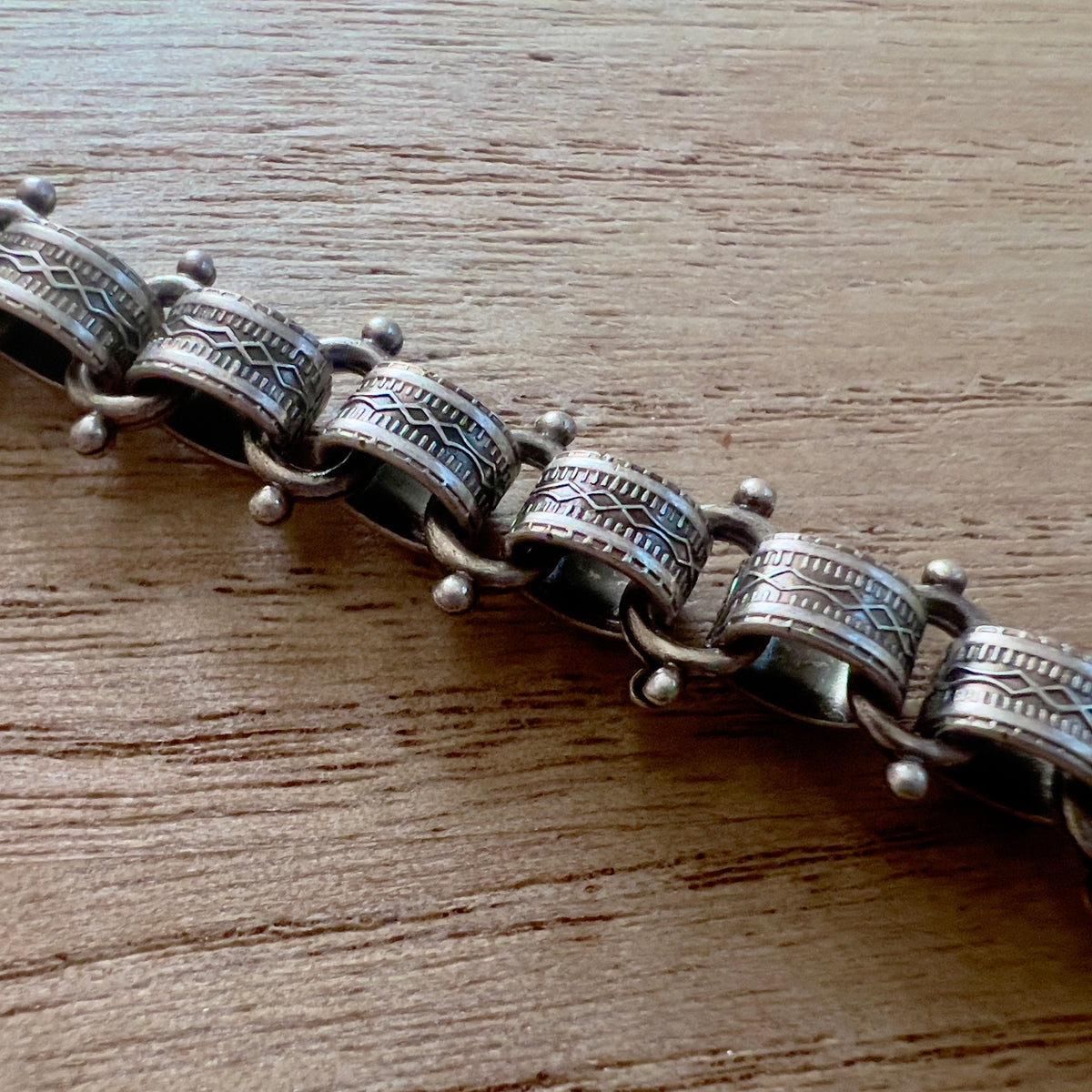 Old Soul Antique Silver Cuff & Bead Chain Bracelet