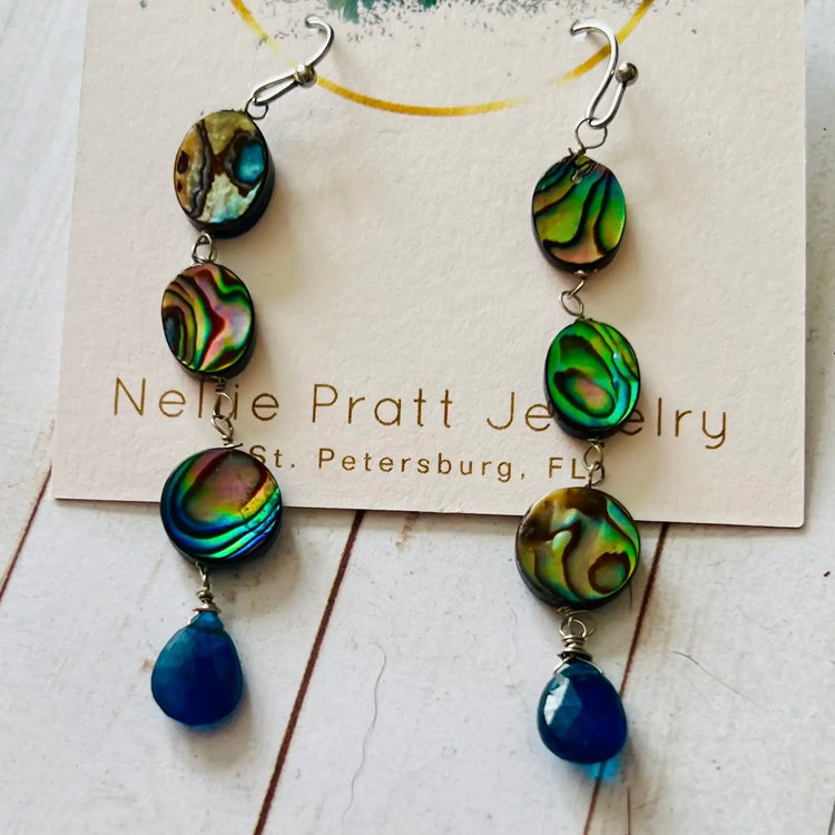 Hot In The City Paua Shell & Apatite Dangle Earrings