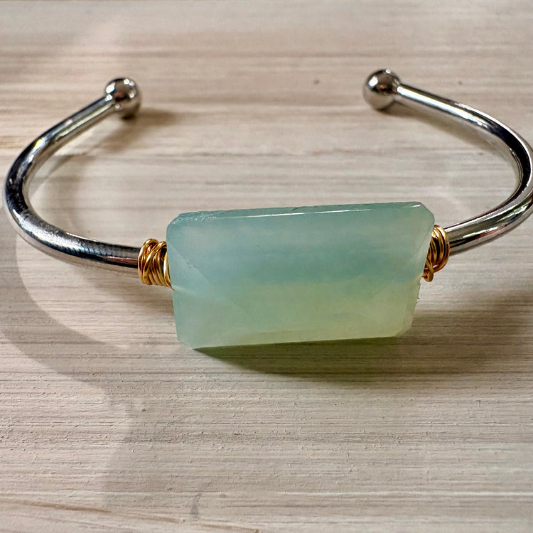 Misfit Green Chalcedony Adjustable Silver-Plated Cuff Bracelet