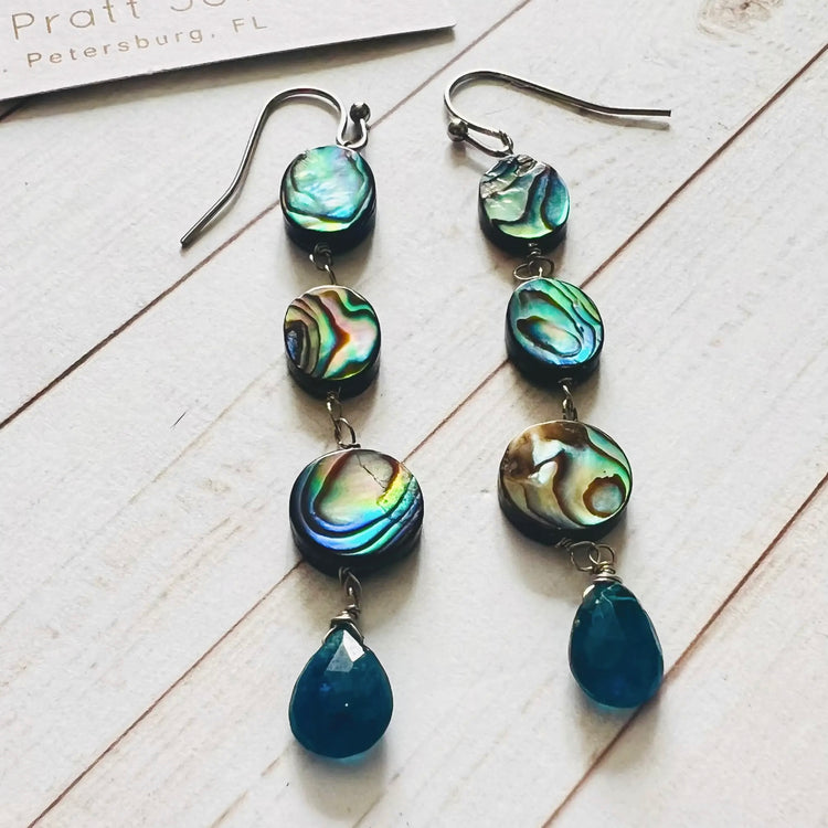 Hot In The City Paua Shell & Apatite Dangle Earrings