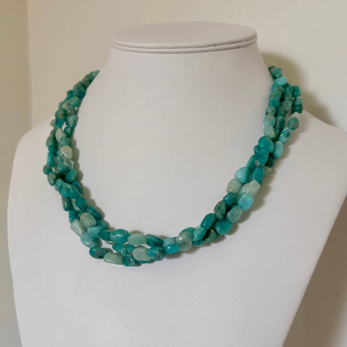 Born Pretty Amazonite Gemstone Triple Strand Necklace