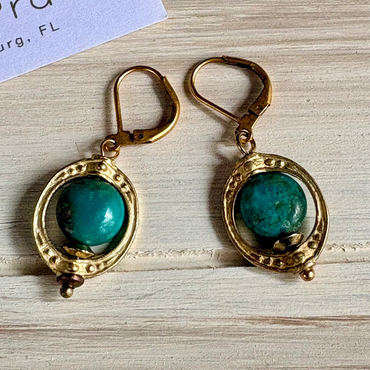 Forget Me Not Turquoise Dangle Earrings