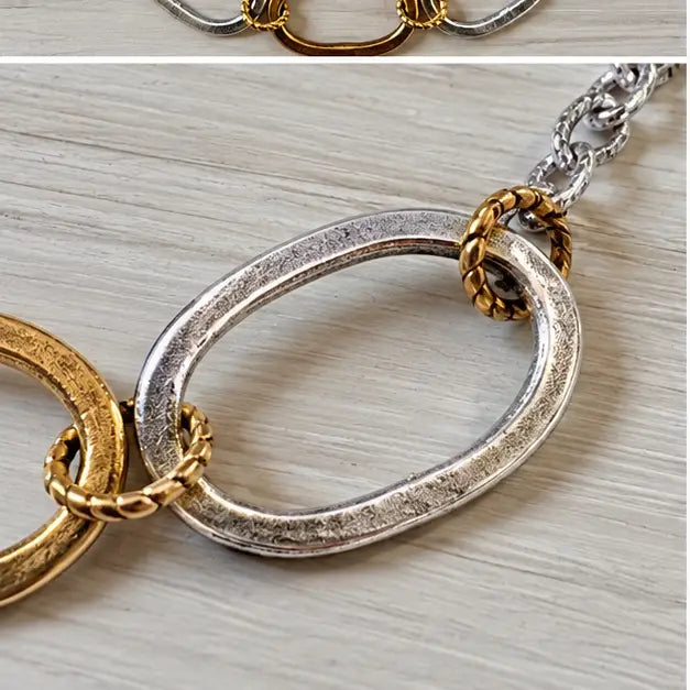 Why Tho Mixed Metal Oval Chain Necklace