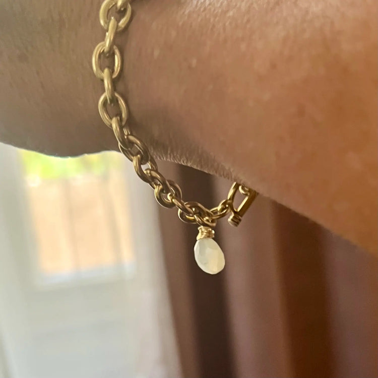 Champagne Thursdays Gold Charm & Moonstone Bracelet