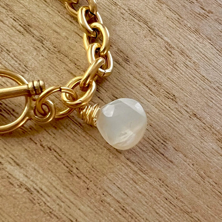 Champagne Thursdays Gold Charm & Moonstone Bracelet
