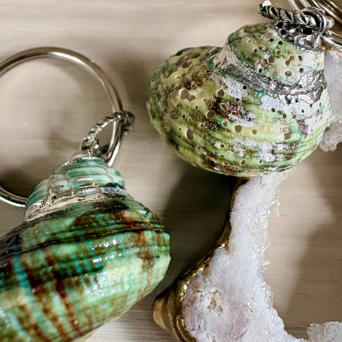 Good Fortune Gemstone & Shell Key Chain Set of 7