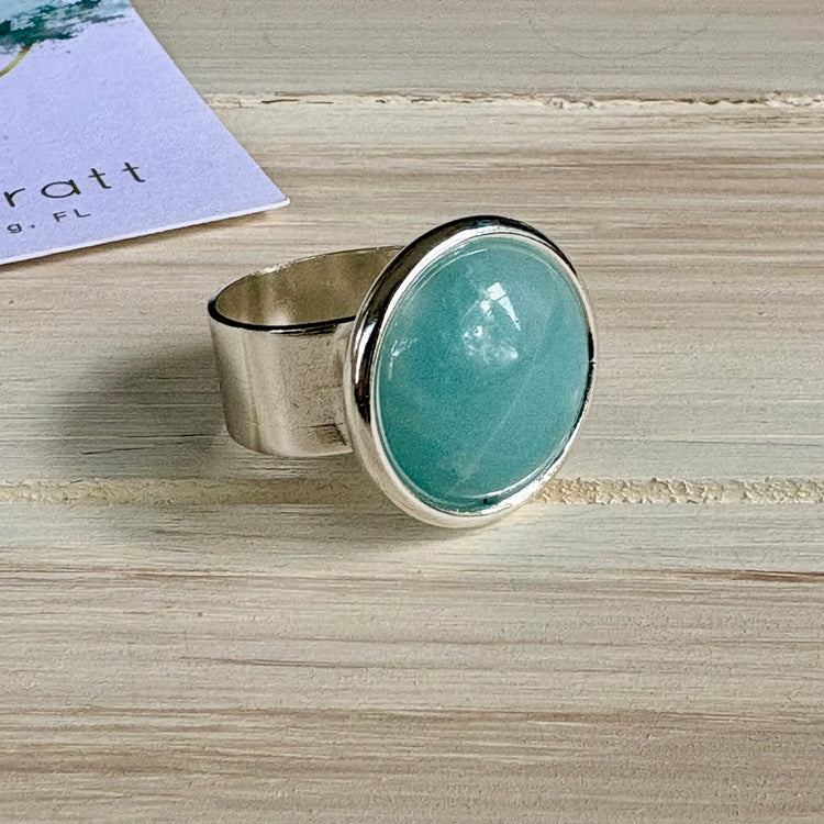 Let’s Have A Kiki Amazonite Gemstone Statement Ring