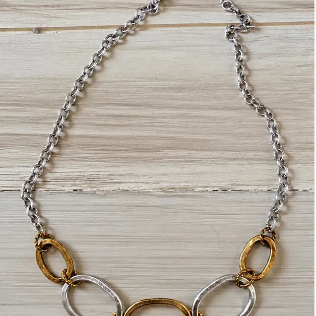 Why Tho Mixed Metal Oval Chain Necklace
