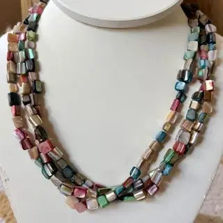 Spindrift Triple Pastel Mother-of-Pearl Nugget Necklace