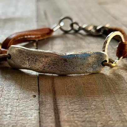 In My Feelings boho silver and vegan leather bracelet
