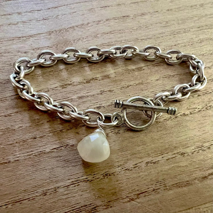 Heavy on the Bevvies Silver Charm & Gemstone Bracelet