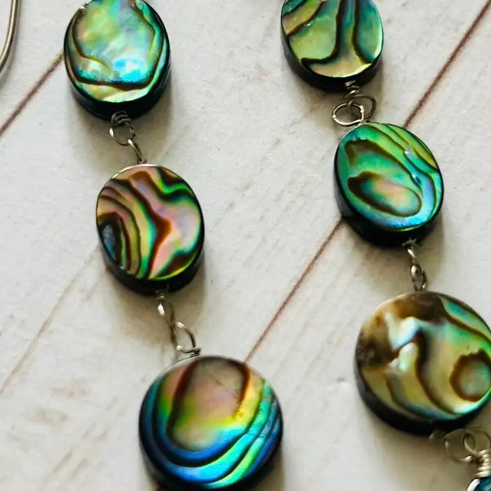 Hot In The City Paua Shell & Apatite Dangle Earrings