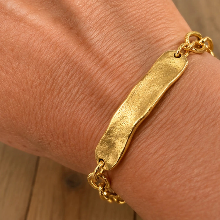 Make It Official Gold Bar & Chain Bracelet