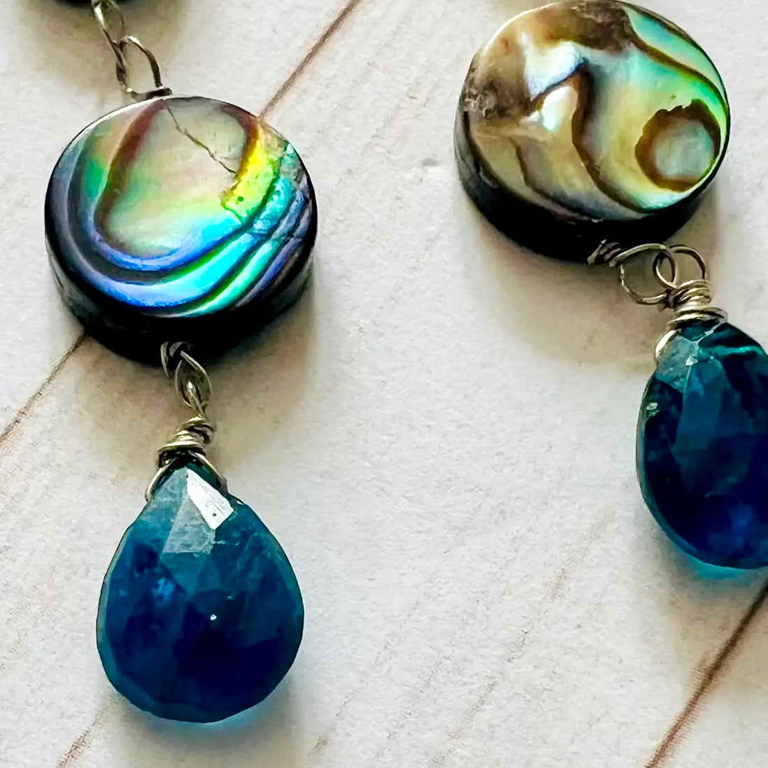 Hot In The City Paua Shell & Apatite Dangle Earrings