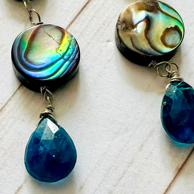 Hot In The City Paua Shell & Apatite Dangle Earrings