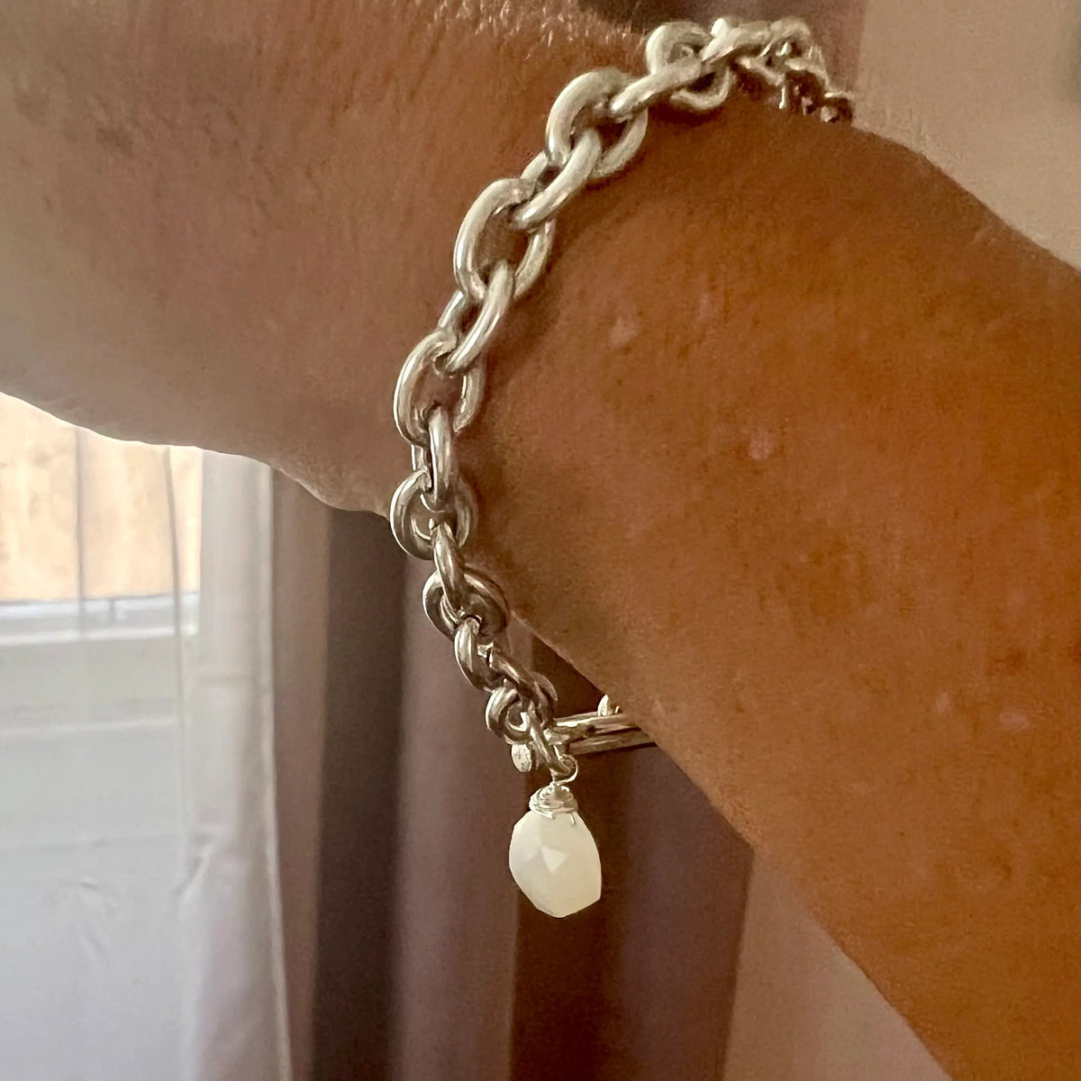 Heavy on the Bevvies Silver Charm & Gemstone Bracelet