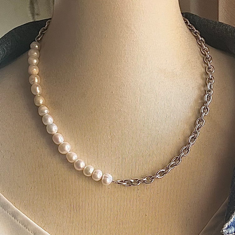 Ginger’s Revenge Freshwater Pearl & Silver-Plated Chain Necklace