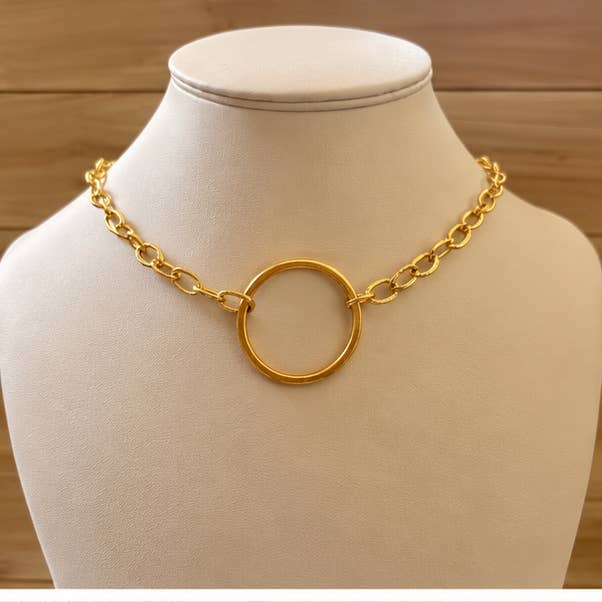 Backstage Pass gold chain and circle necklace