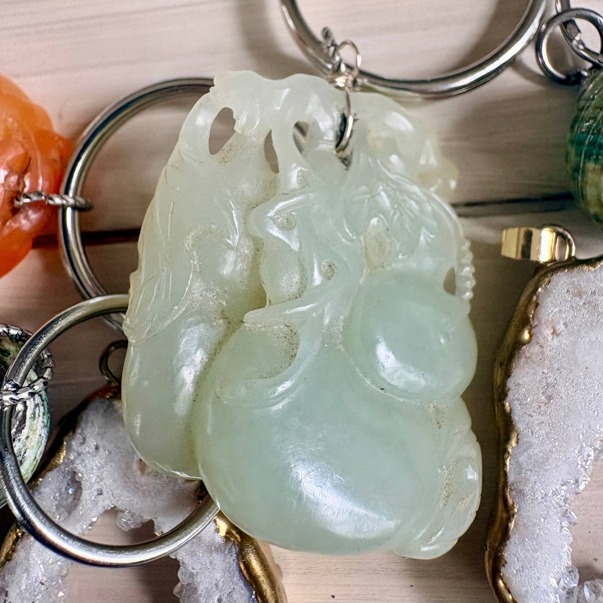 Good Fortune Gemstone & Shell Key Chain Set of 7