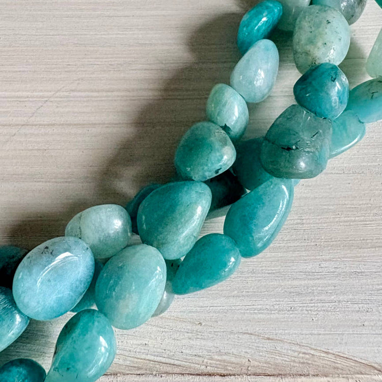 Born Pretty Amazonite Gemstone Triple Strand Necklace