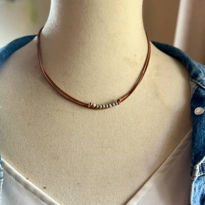 Petit Fair Trade Ethiopian Silver Bead & Leather Necklace