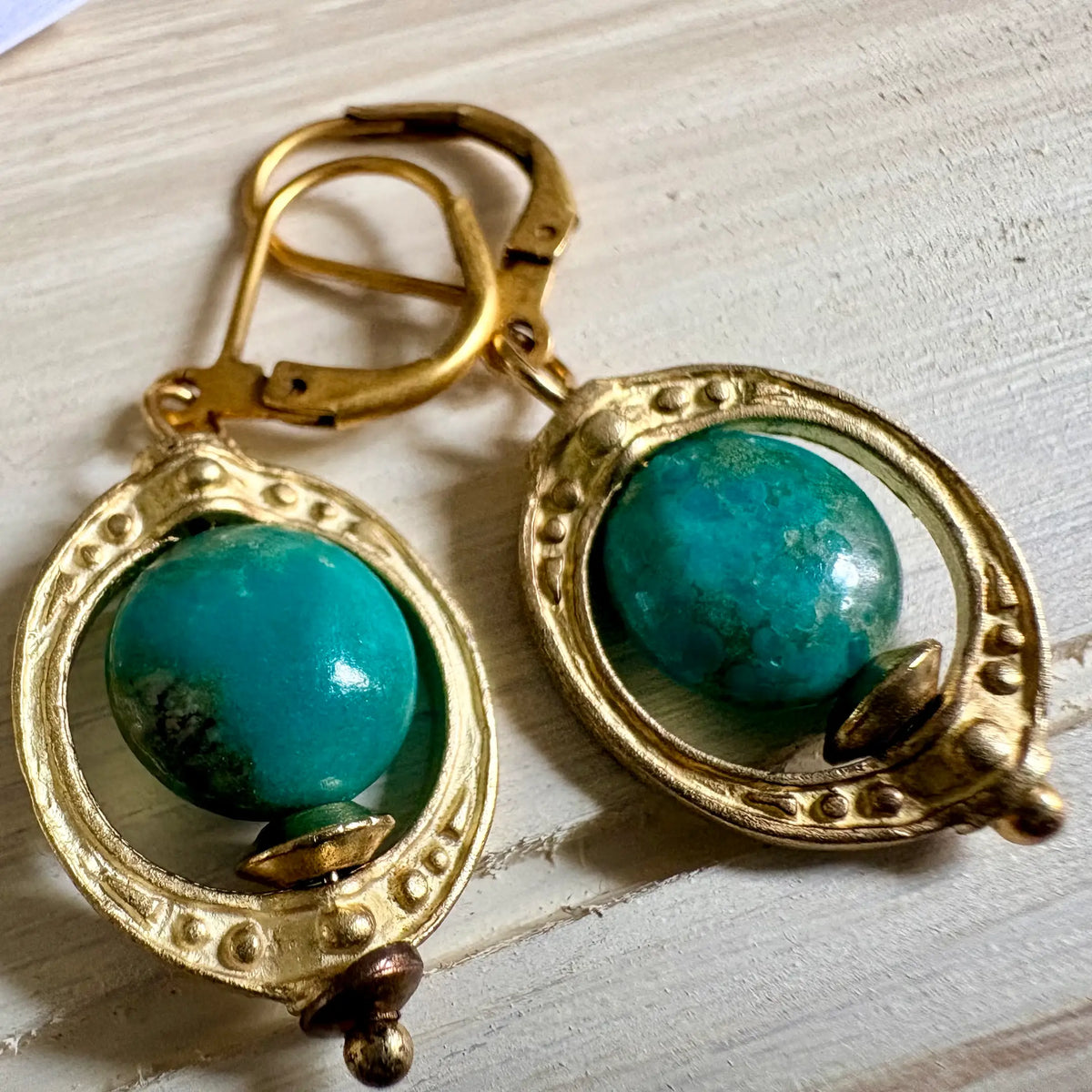 Forget Me Not Turquoise Dangle Earrings