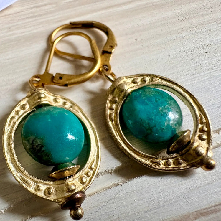 Forget Me Not Turquoise Dangle Earrings