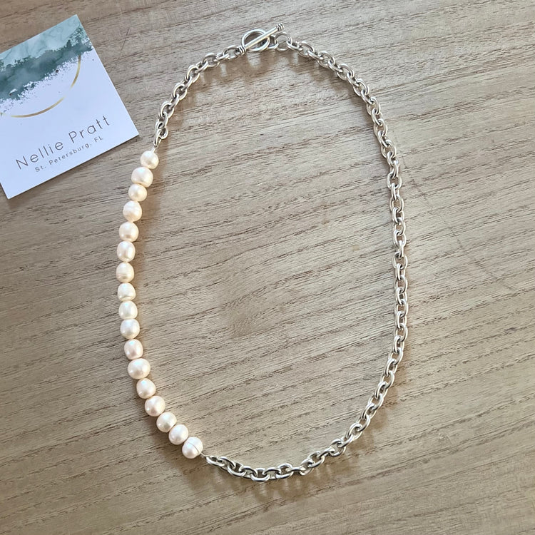 Ginger’s Revenge Freshwater Pearl & Silver-Plated Chain Necklace