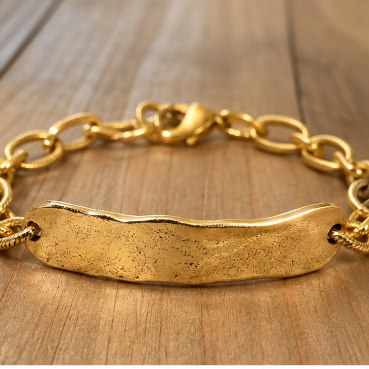 Make It Official Gold Bar & Chain Bracelet