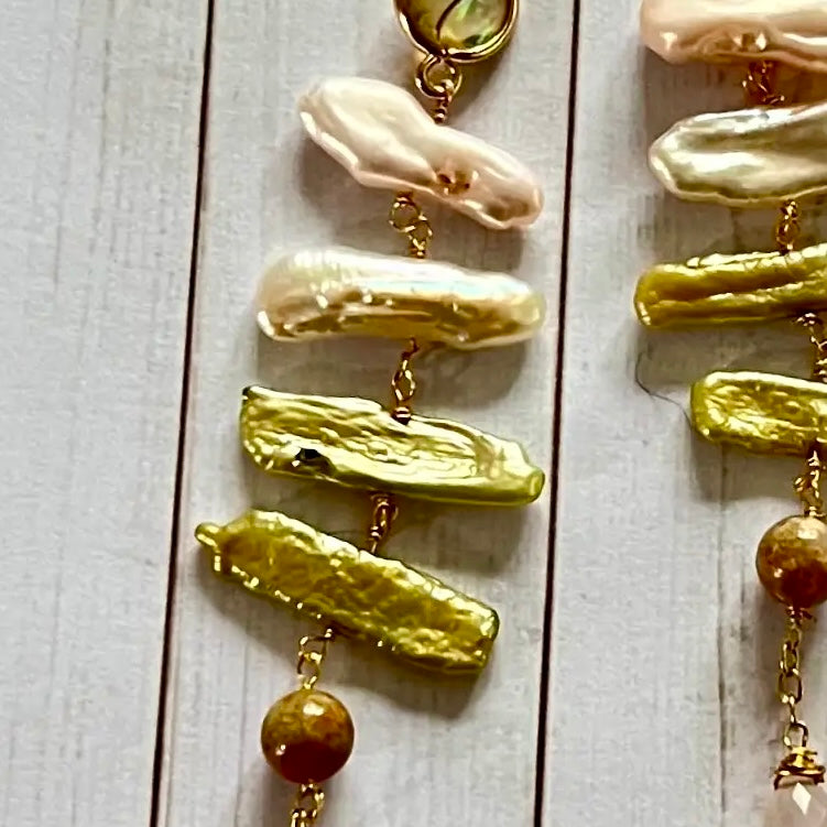 Club Lounge Pearl & Gemstone Dangle Earrings