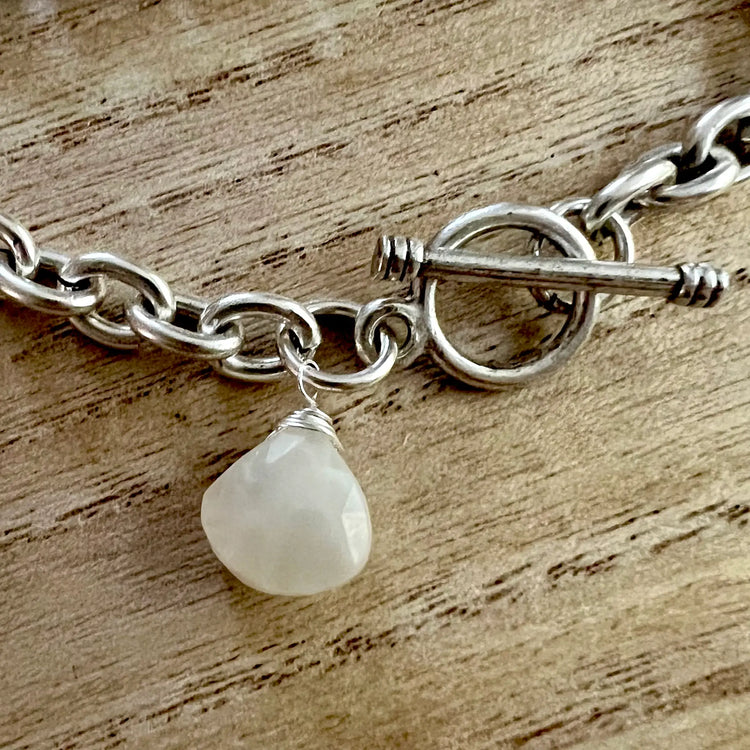 Heavy on the Bevvies Silver Charm & Gemstone Bracelet