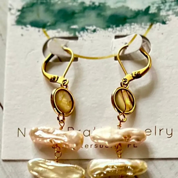Club Lounge Pearl & Gemstone Dangle Earrings