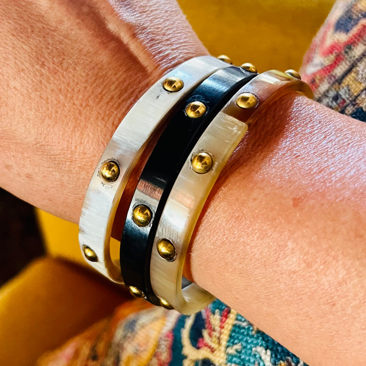 Ride or Die Studded Water Buffalo Horn Bangle