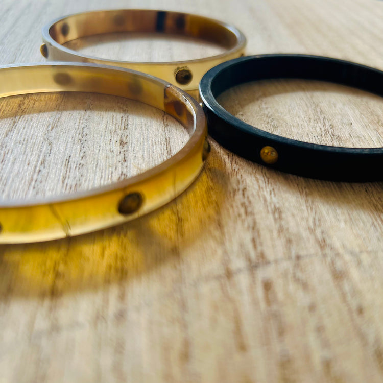 Ride or Die Studded Water Buffalo Horn Bangle