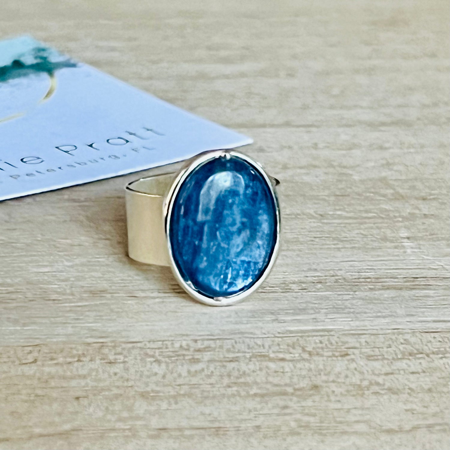 Spitfire Blue Kyanite Adjustable Silver-Plated Ring