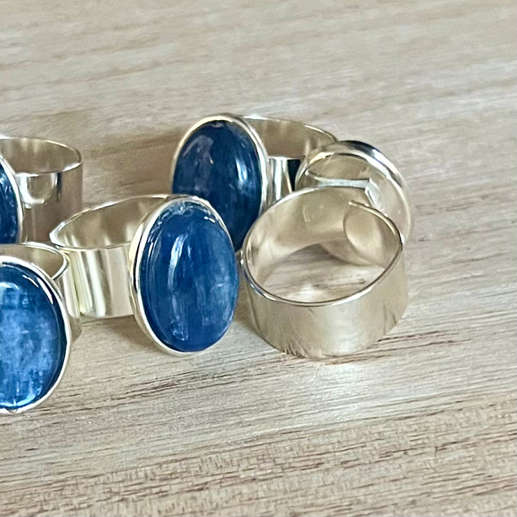 Spitfire Blue Kyanite Adjustable Silver-Plated Ring