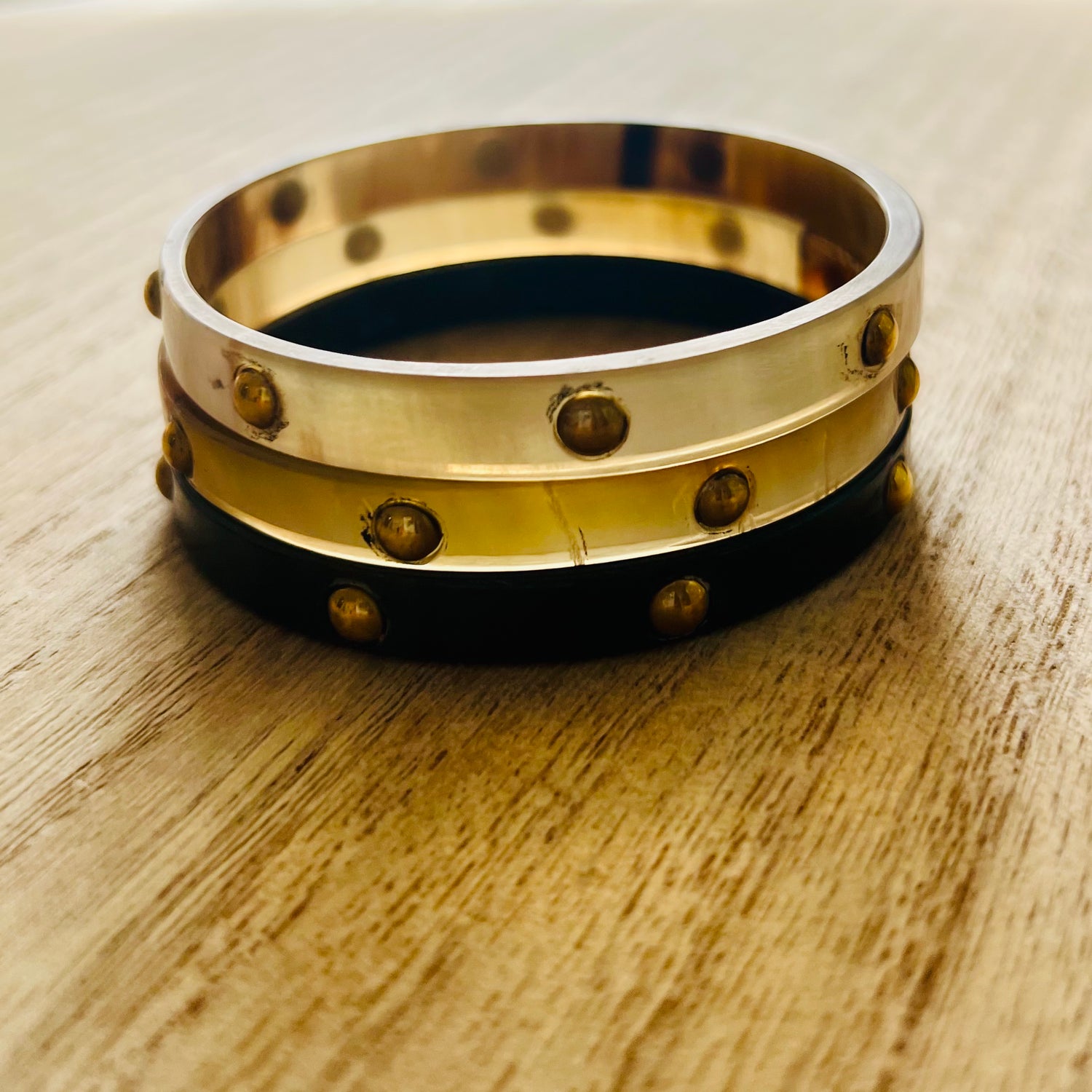 Ride or Die Studded Water Buffalo Horn Bangle